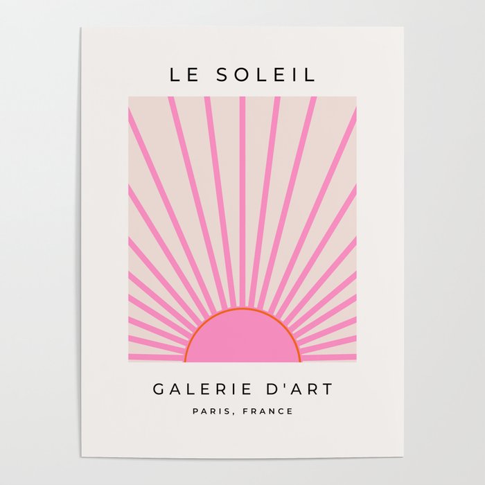 Le Soleil | 01 - Retro Sun Print Pink Aesthetic Preppy Decor Modern Abstract Sunshine Poster Gallery Image 1