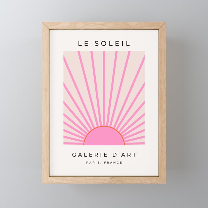 Le Soleil | 01 - Retro Sun Print Pink Aesthetic Preppy Decor Modern Abstract Sunshine Mini Art Print Gallery Image 1