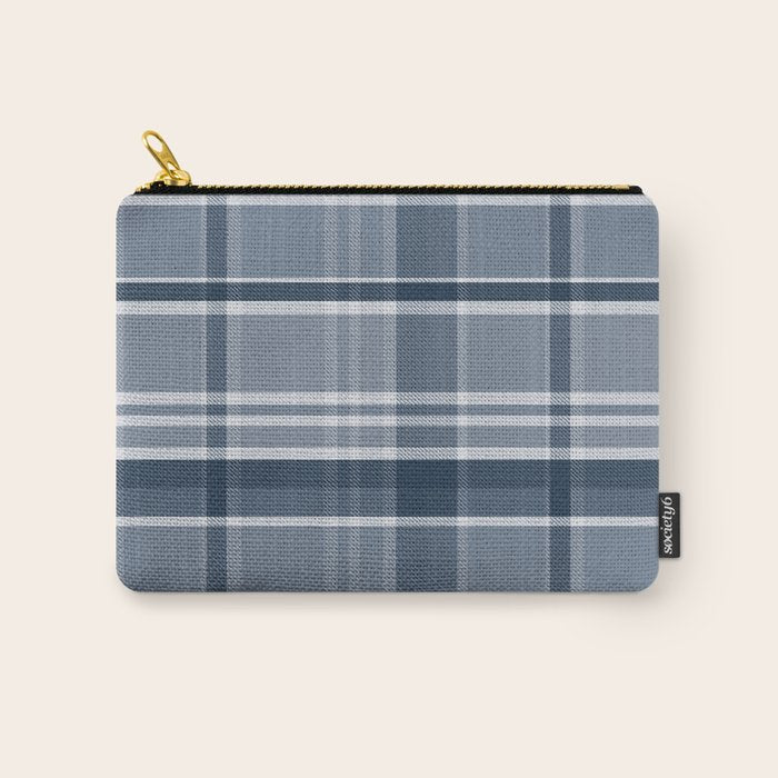 Blue Plaid Pattern, Geometric Art Carry All Pouch Gallery Image 1