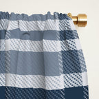 Blue Plaid Pattern, Geometric Art Window Curtain Gallery Image 2