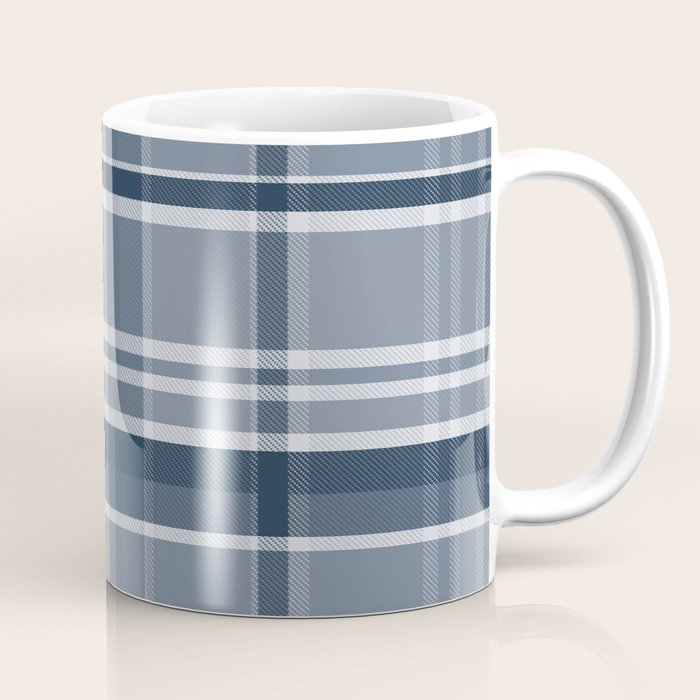 Blue Plaid Pattern, Geometric Art Coffee Mug Gallery Image 1