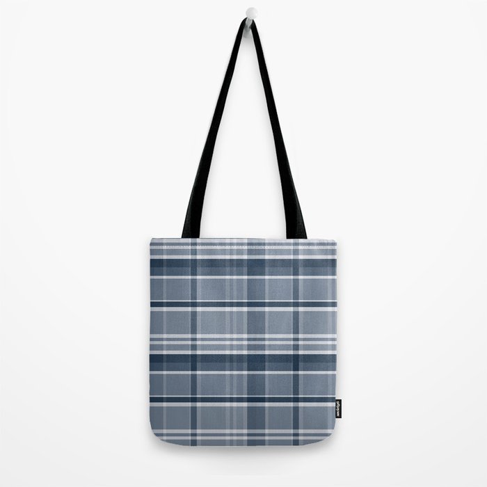 Blue Plaid Pattern, Geometric Art Tote Bag Gallery Image 2
