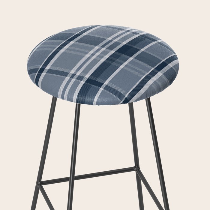 Blue Plaid Pattern, Geometric Art Stool Gallery Image 2