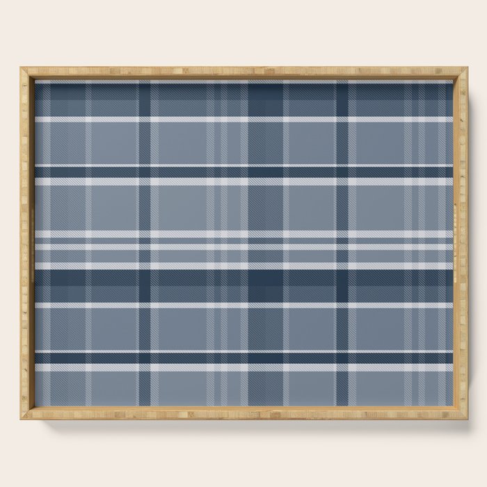 Blue Plaid Pattern, Geometric Art Serving Tray Gallery Image 1