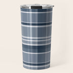 Blue Plaid Pattern, Geometric Art Travel Mug Gallery Image 1