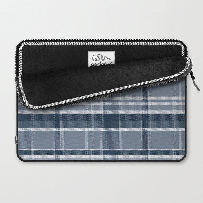 Blue Plaid Pattern, Geometric Art Laptop Sleeve Gallery Image 2