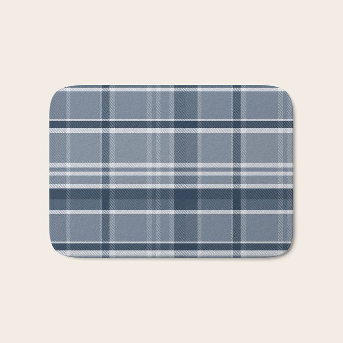 Blue Plaid Pattern, Geometric Art Bath Mat Gallery Image 1