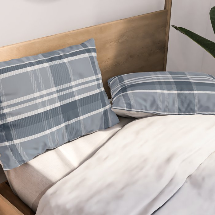 Blue Plaid Pattern, Geometric Art Pillow Sham Gallery Image 2