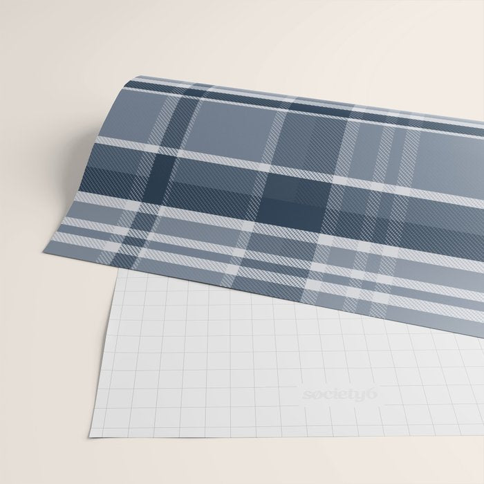 Blue Plaid Pattern, Geometric Art Wrapping Paper Gallery Image 2