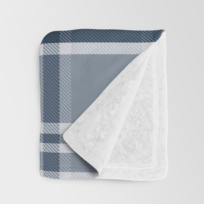 Blue Plaid Pattern, Geometric Art Throw Blanket Gallery Image 3
