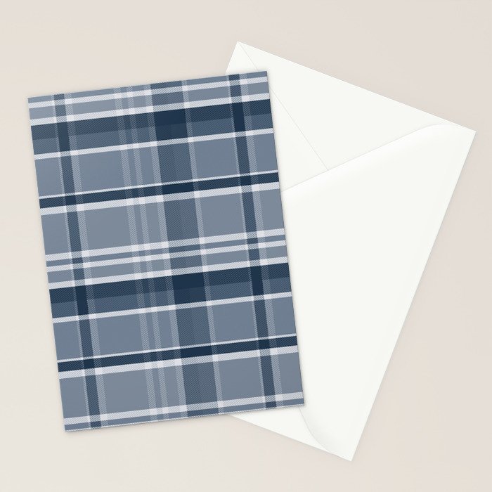 Blue Plaid Pattern, Geometric Art Stationery Card Gallery Image 2