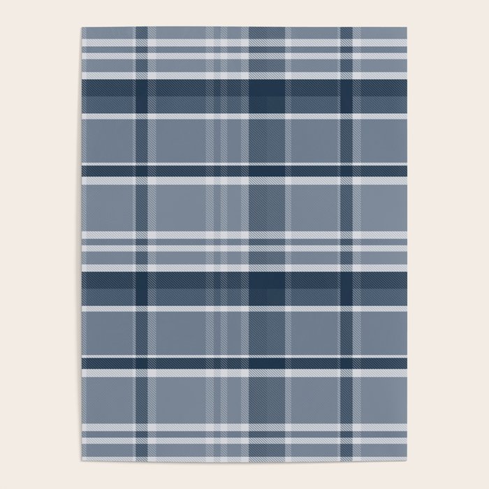 Blue Plaid Pattern, Geometric Art Poster Gallery Image 1