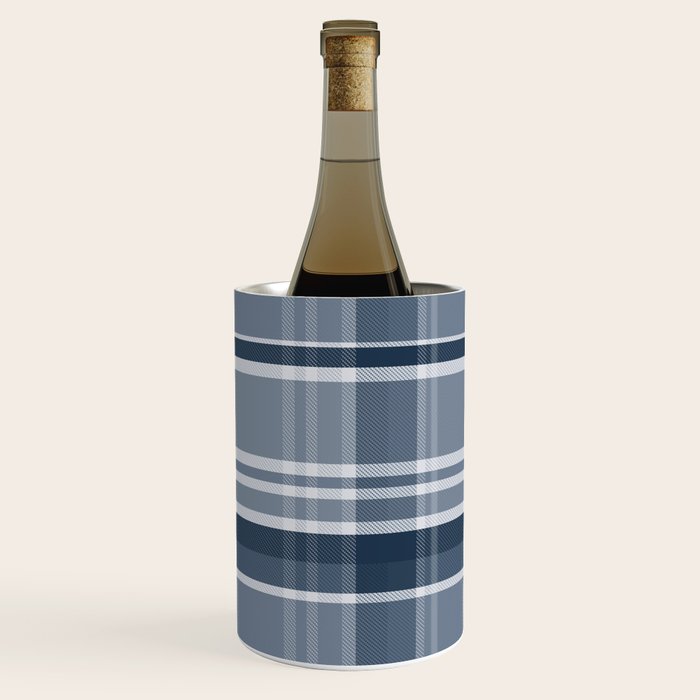 Blue Plaid Pattern, Geometric Art Wine Chiller Gallery Image 1