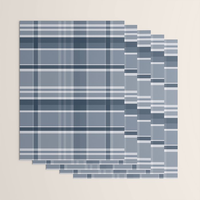 Blue Plaid Pattern, Geometric Art Wrapping Paper Gallery Image 3