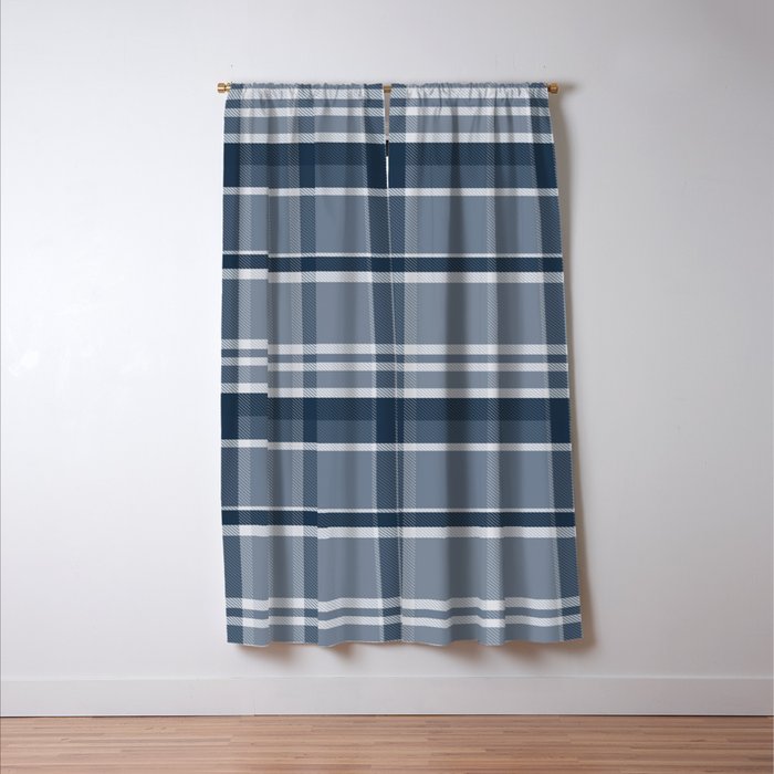 Blue Plaid Pattern, Geometric Art Window Curtain Gallery Image 3