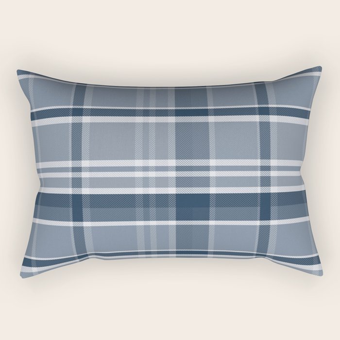 Blue Plaid Pattern, Geometric Art Rectangular Pillow Gallery Image 2