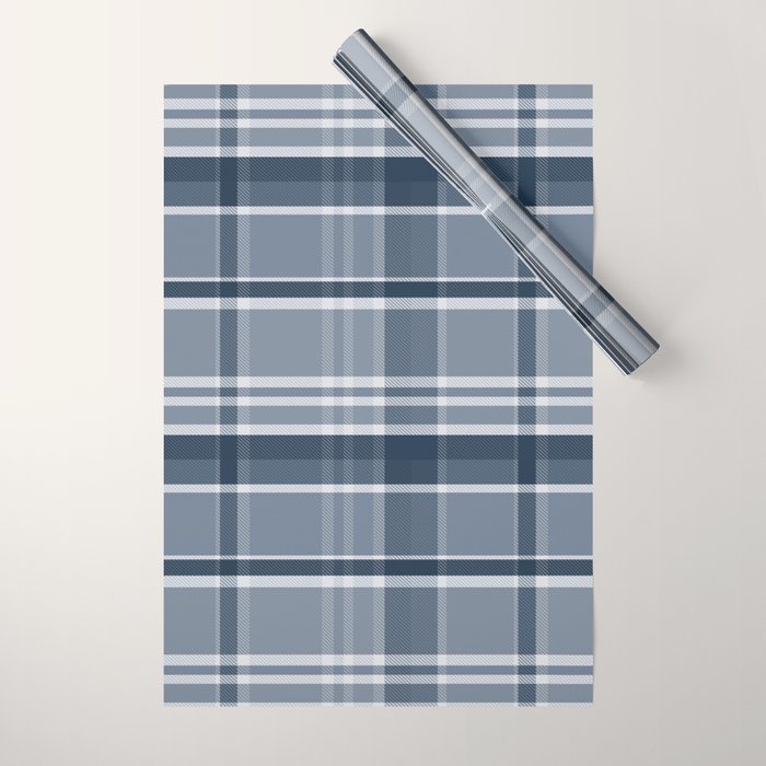Blue Plaid Pattern, Geometric Art Wrapping Paper Gallery Image 1
