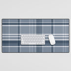 Blue Plaid Pattern, Geometric Art Desk Mat Gallery Image 1