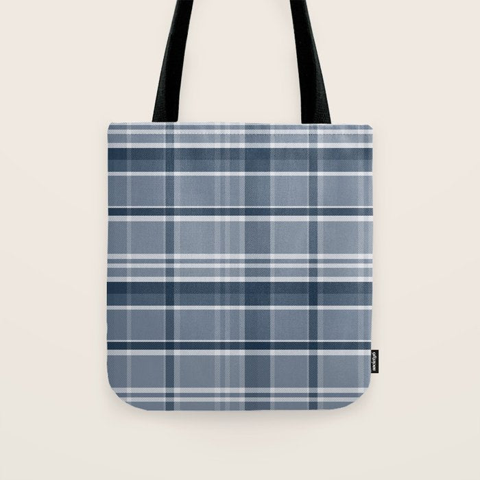 Blue Plaid Pattern, Geometric Art Tote Bag Gallery Image 1