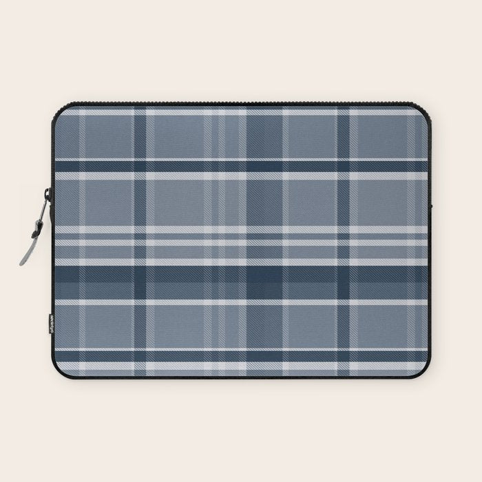 Blue Plaid Pattern, Geometric Art Laptop Sleeve Gallery Image 1