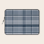 Blue Plaid Pattern, Geometric Art Laptop Sleeve Gallery Image 1