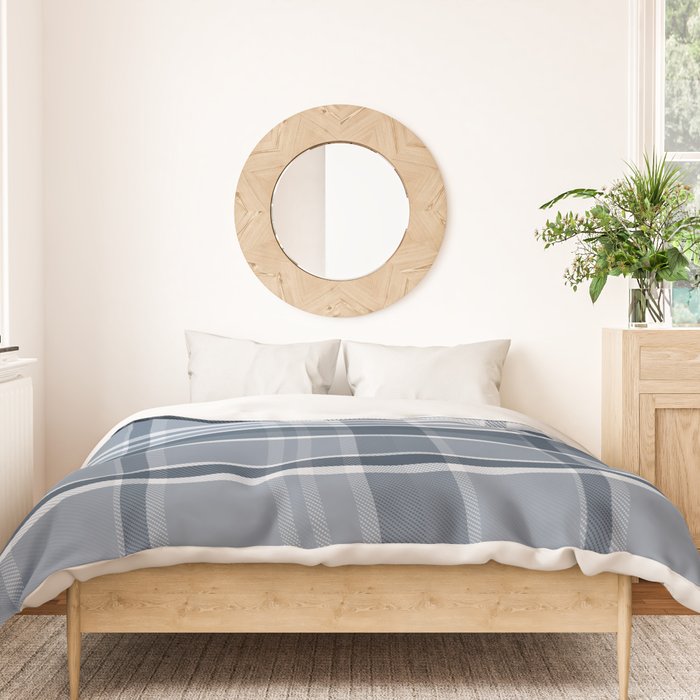 Blue Plaid Pattern, Geometric Art Duvet Cover Gallery Image 3