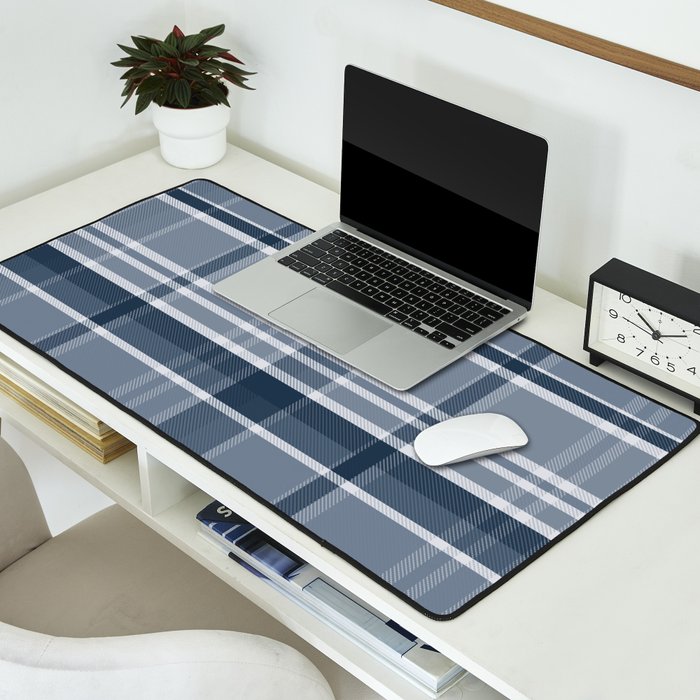 Blue Plaid Pattern, Geometric Art Desk Mat Gallery Image 2