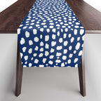 Handmade polka dot brush strokes (white/navy blue) Table Runner Gallery Image 1