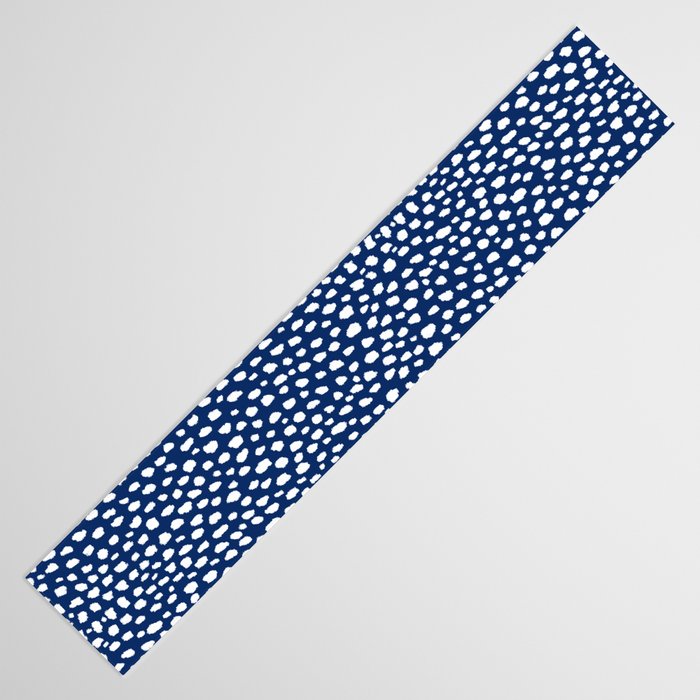 Handmade polka dot brush strokes (white/navy blue) Table Runner Gallery Image 3