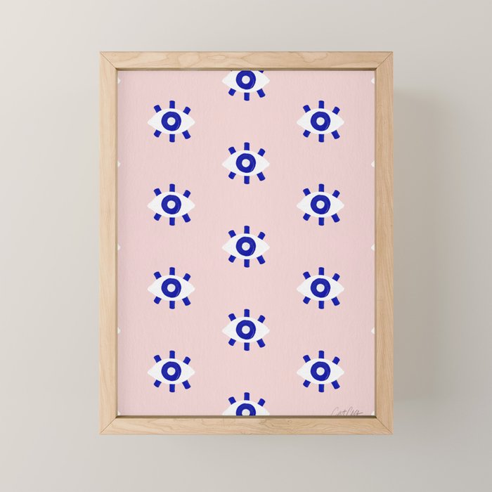 Evil Eye Dots - Navy & Blush Palette Mini Art Print Gallery Image 1