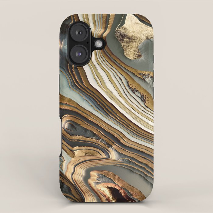 White Gold Agate Abstract iPhone Case Gallery Image 1