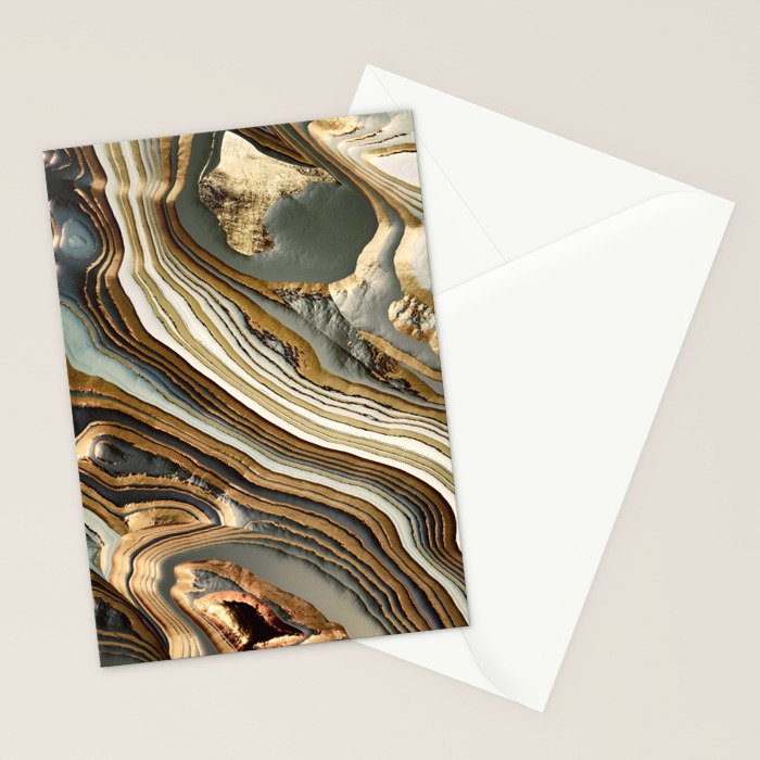 White Gold Agate Abstract Stationery Card Gallery Image 2