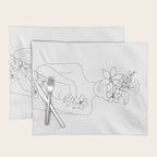 Minimal Line Art Woman with Flowers IV Placemat Gallery Image 1