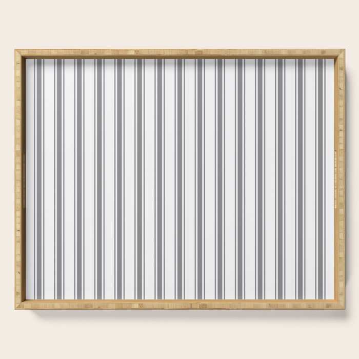 Gray blue ticking stripes Serving Tray Gallery Image 1