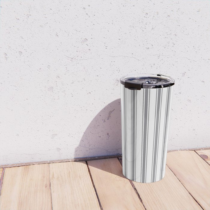 Gray blue ticking stripes Travel Mug Gallery Image 4