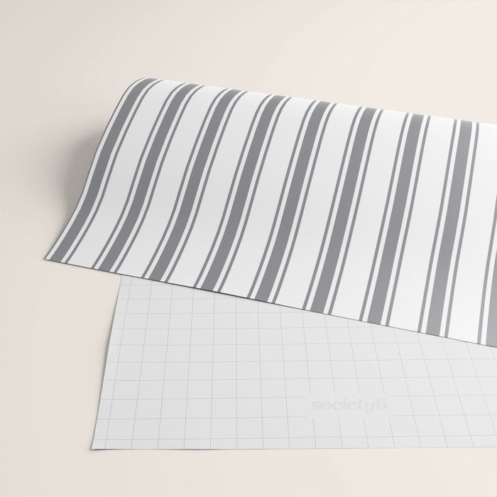 Gray blue ticking stripes Wrapping Paper Gallery Image 2