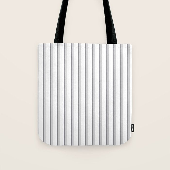 Gray blue ticking stripes Tote Bag Gallery Image 1