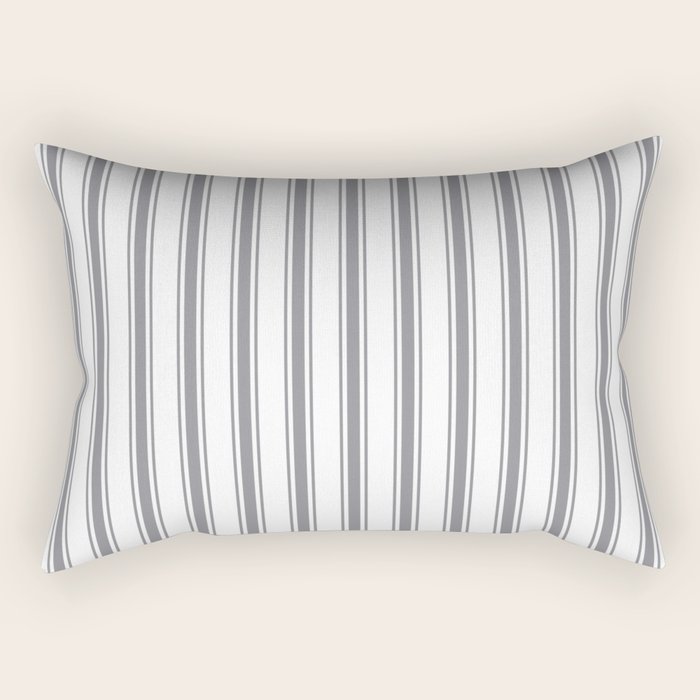 Gray blue ticking stripes Rectangular Pillow Gallery Image 2