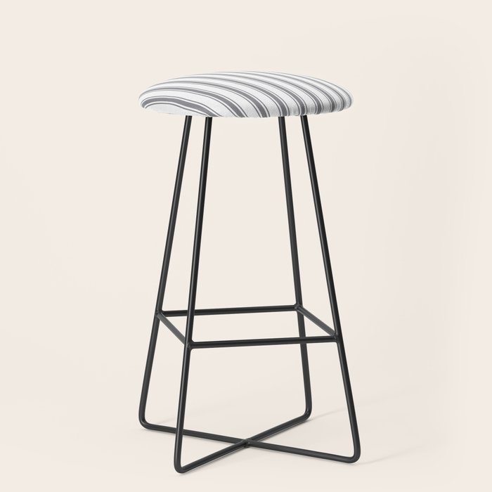 Gray blue ticking stripes Stool Gallery Image 1