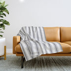 Gray blue ticking stripes Throw Blanket Gallery Image 1
