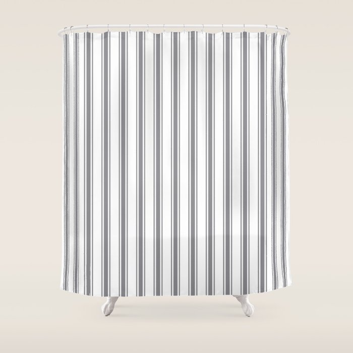 Gray blue ticking stripes Shower Curtain Gallery Image 1