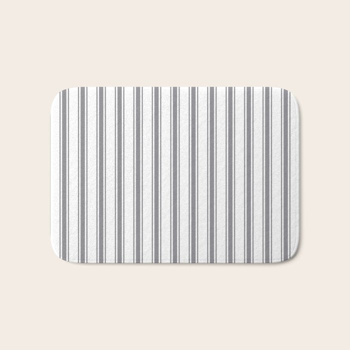 Gray blue ticking stripes Bath Mat Gallery Image 1