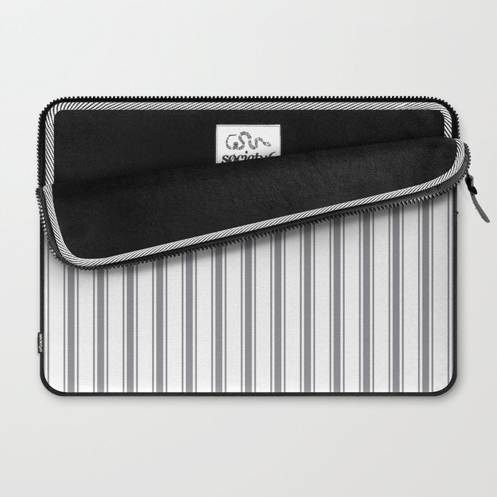 Gray blue ticking stripes Laptop Sleeve Gallery Image 2