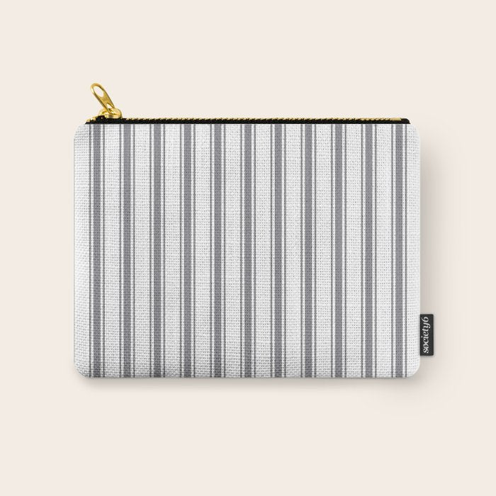 Gray blue ticking stripes Carry All Pouch Gallery Image 1