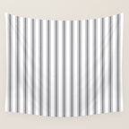 Gray blue ticking stripes Wall Tapestry Gallery Image 4