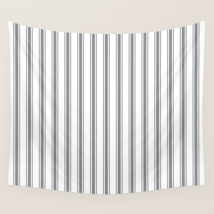 Gray blue ticking stripes Wall Tapestry Gallery Image 4