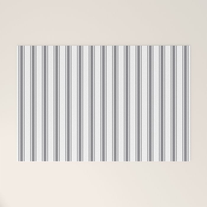 Gray blue ticking stripes Welcome Mat Gallery Image 1