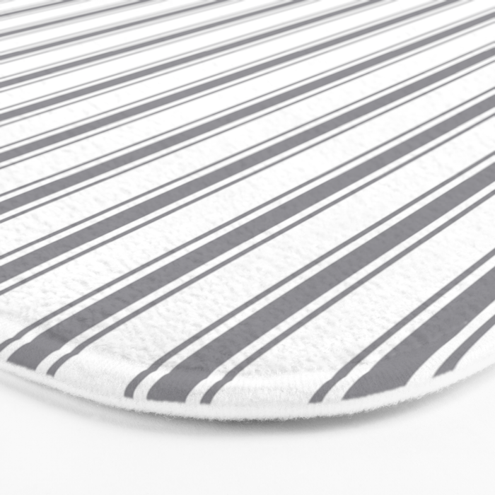 Gray blue ticking stripes Bath Mat Gallery Image 3