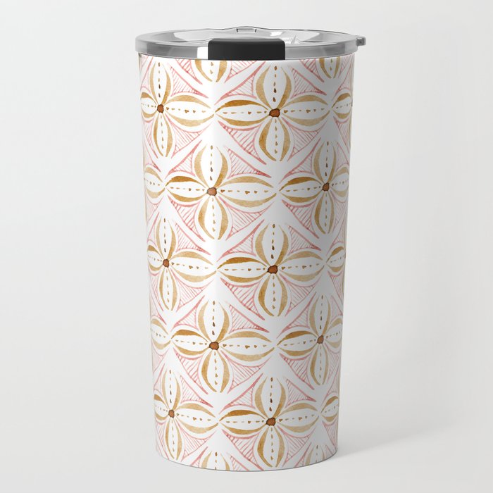 Rose Gold Watercolor Tile Travel Mug Gallery Image 1
