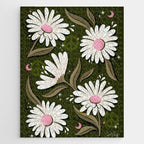 Drippy Daisy Dreamscape - Pink on Olive Jigsaw Puzzle Gallery Image 1